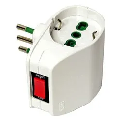 Adattatore con interruttore 2 prese 2P+T 16A (pluristd italiano e tedesco) VERTCAL SYSTEM Bianco 87310