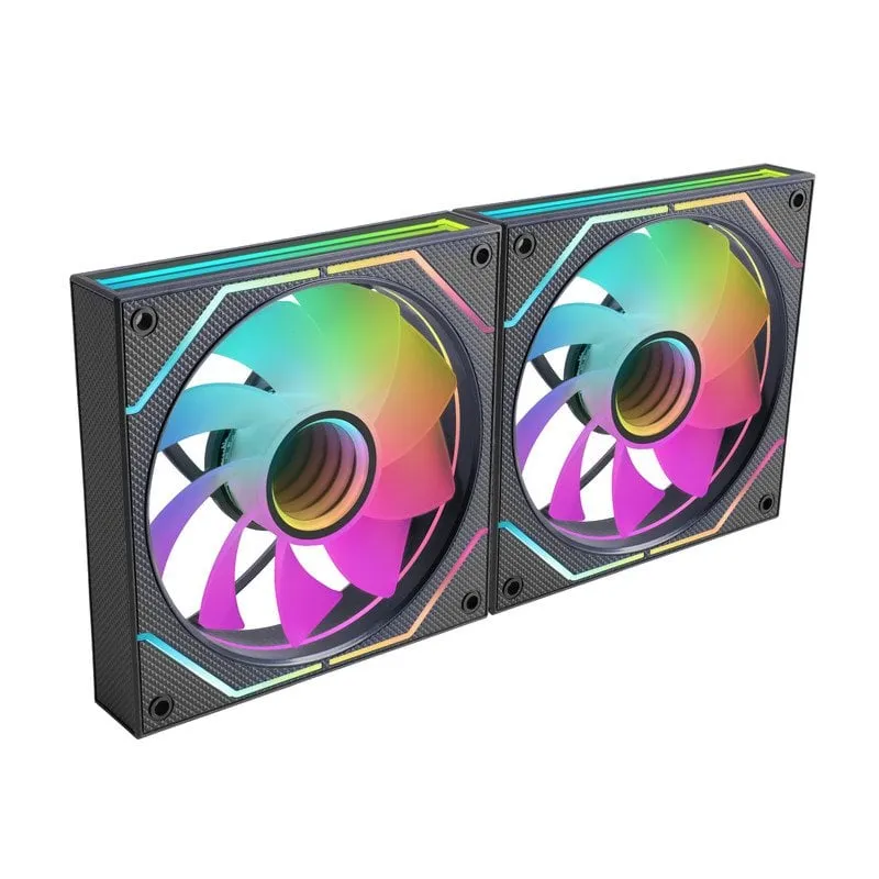 Kit Mars Gaming Mf-3dprox2r 2 ventole ARGB 120mm pale invertite PWM FDB nere