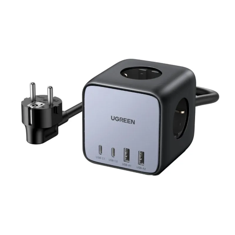 Stazione di ricarica Ugreen Nexode DigiNest 65W GaN 7 in 1 con cavo 3xAC, 2xUSB C, 2xUSB A, 1,8 m