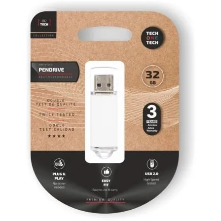 TECH ONE TECH Basic 32GB USB 2.0 Pendrive bianca appendibile