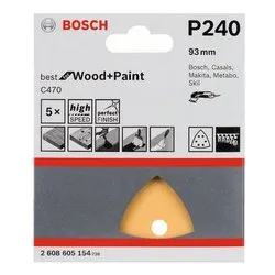 Set fogli abrasivi carta preforata levigatrici delta 5 pz (L.92 mm grana P240) 2608900829
