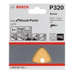 Set fogli abrasivi carta preforata levigatrici delta 5 pz (L.92 mm grana P320) 2608900830