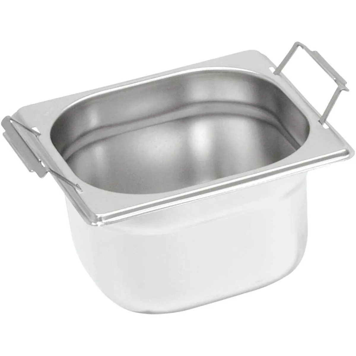 Stalgast Contenitori Gastronorm con maniglie a caduta, serie Basic, gastronorm 1/6, H. 100 mm; GN 1/6, 0.0016 l, 17.6x16.2 cm (LxP); argento