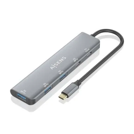 Hub AISENS 5 porte 5 Gbps modello A109-0857 USB-C Power Delivery 100 W grigio