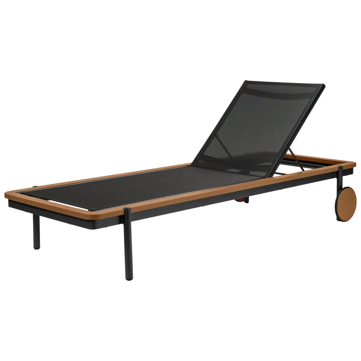 VEGA Lettino prendisole Rivan; 202x72x33 cm (LxLxH); seduta antracite, struttura Teak