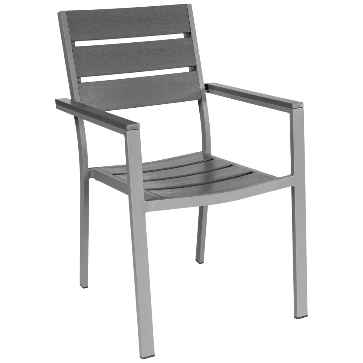 2x PULSIVA Sedia da esterno Lamero con braccioli; 55x60x88.5 cm (LxPxH); seduta antracite, struttura grigio; 2 pz. / Pacco