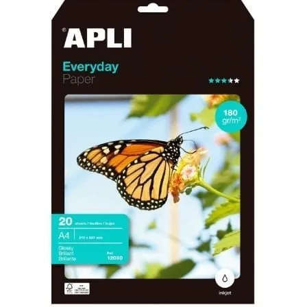 Carta fotografica Apli Everyday 12080 A4 180 g 20 fogli bianco lucido FSC