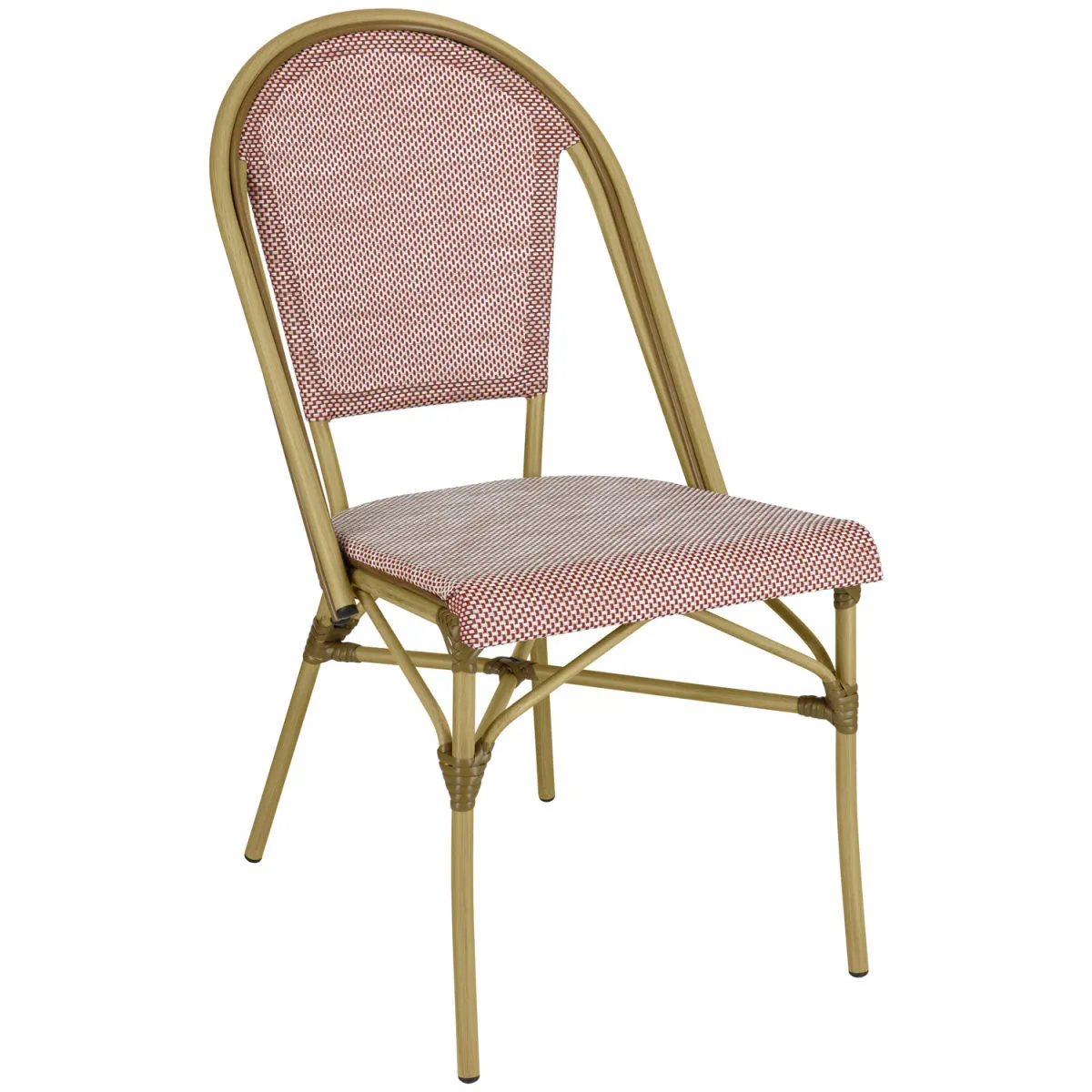 2x PULSIVA Sedia impilabile per esterni Alira; 46x60.5x87 cm (LxPxH); seduta rosso/beige, struttura beige; 2 pz. / Pacco