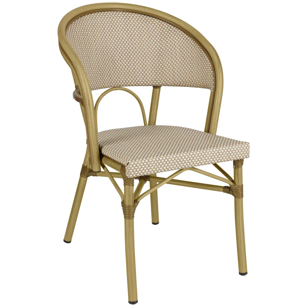 2x PULSIVA Sedia impilabile per esterni Solena con braccioli; 51x59.5x84 cm (LxPxH); seduta beige, struttura marrone; 2 pz. / Pacco