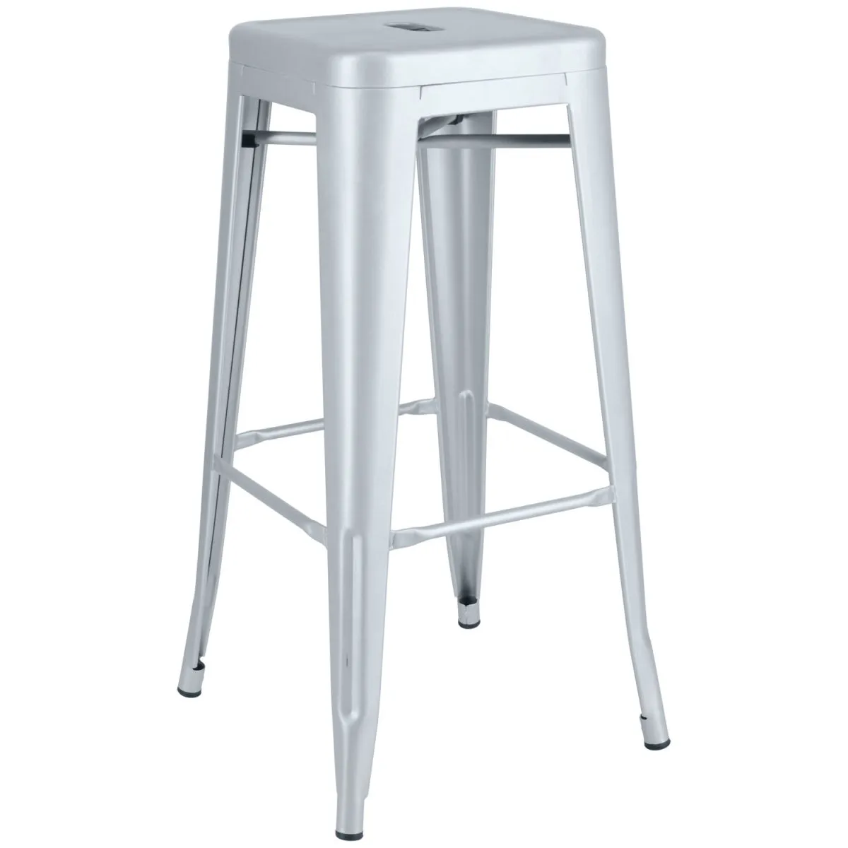 2x PULSIVA Sgabello Ferano stile industriale; 42.8x42.8x75.8 cm (LxPxH); argento; 2 pz. / Pacco