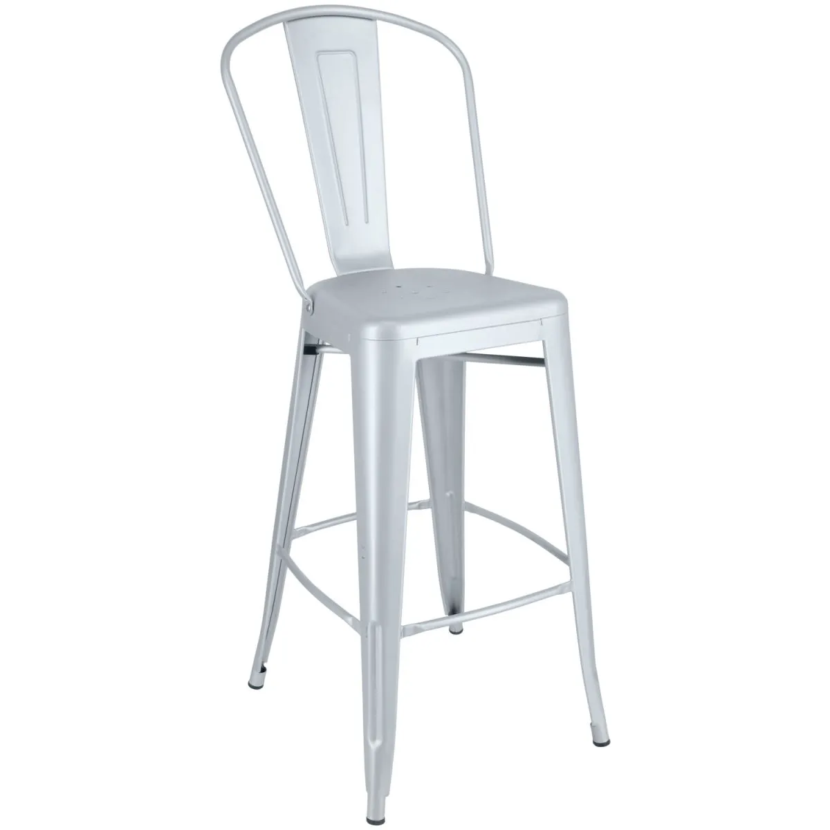 2x PULSIVA Sgabello Ferano design industriale; 45.5x54.5x118.4 cm (LxPxH); argento; 2 pz. / Pacco