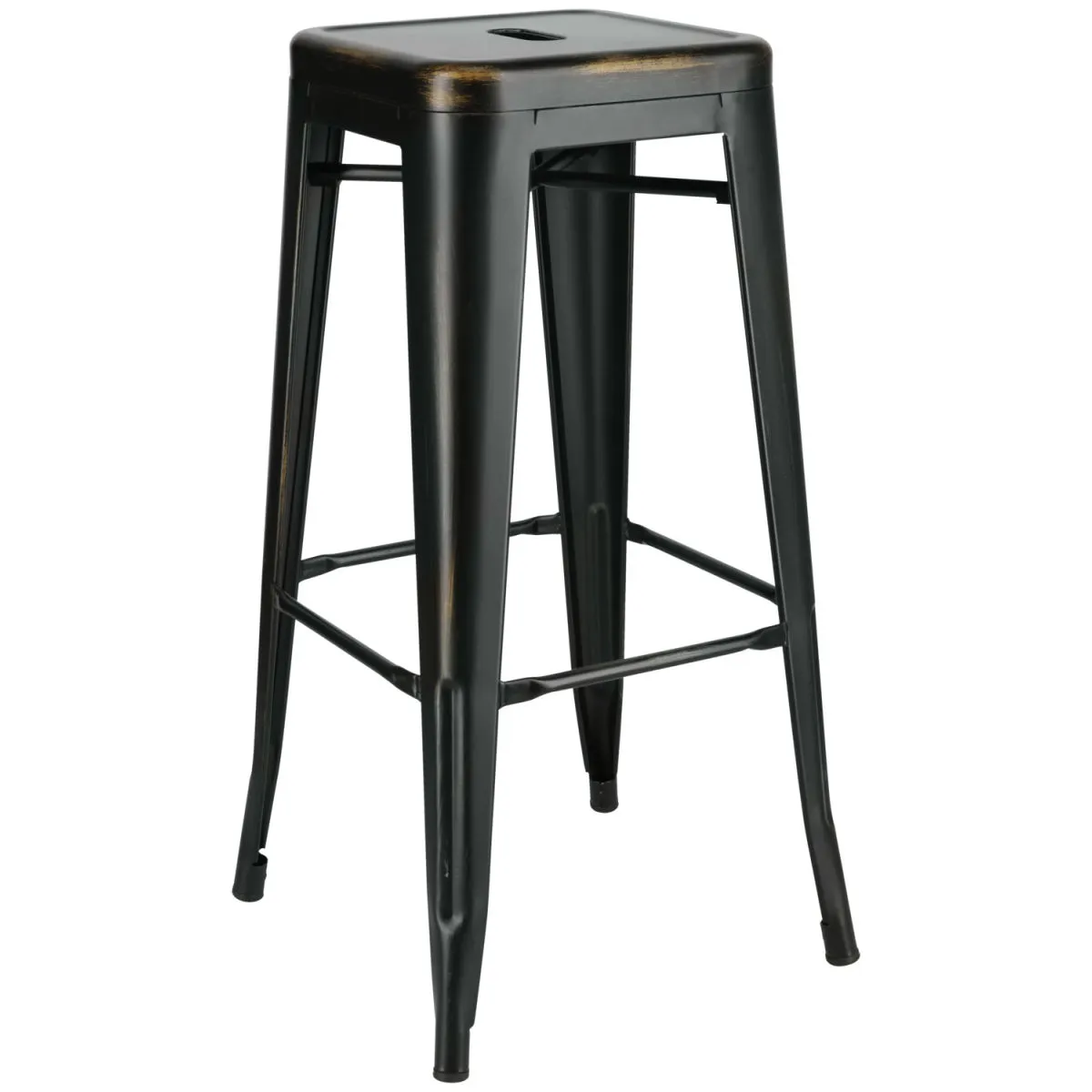2x PULSIVA Sgabello Ferano stile industriale; 42.8x42.8x75.8 cm (LxPxH); nero/bronzo; 2 pz. / Pacco