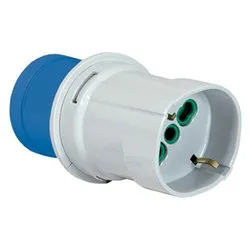 Adattatore spina CEE 220V 1 presa 2P+T 16A (pluristd italiano e tedesco) Blu e Bianco 73100