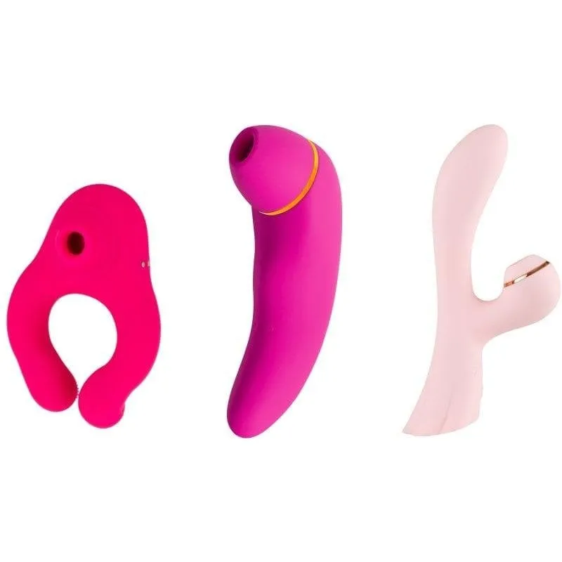 Set Stimolatore Clitoride Hugbox Premium 3 Unità Silicone Chirurgico USB