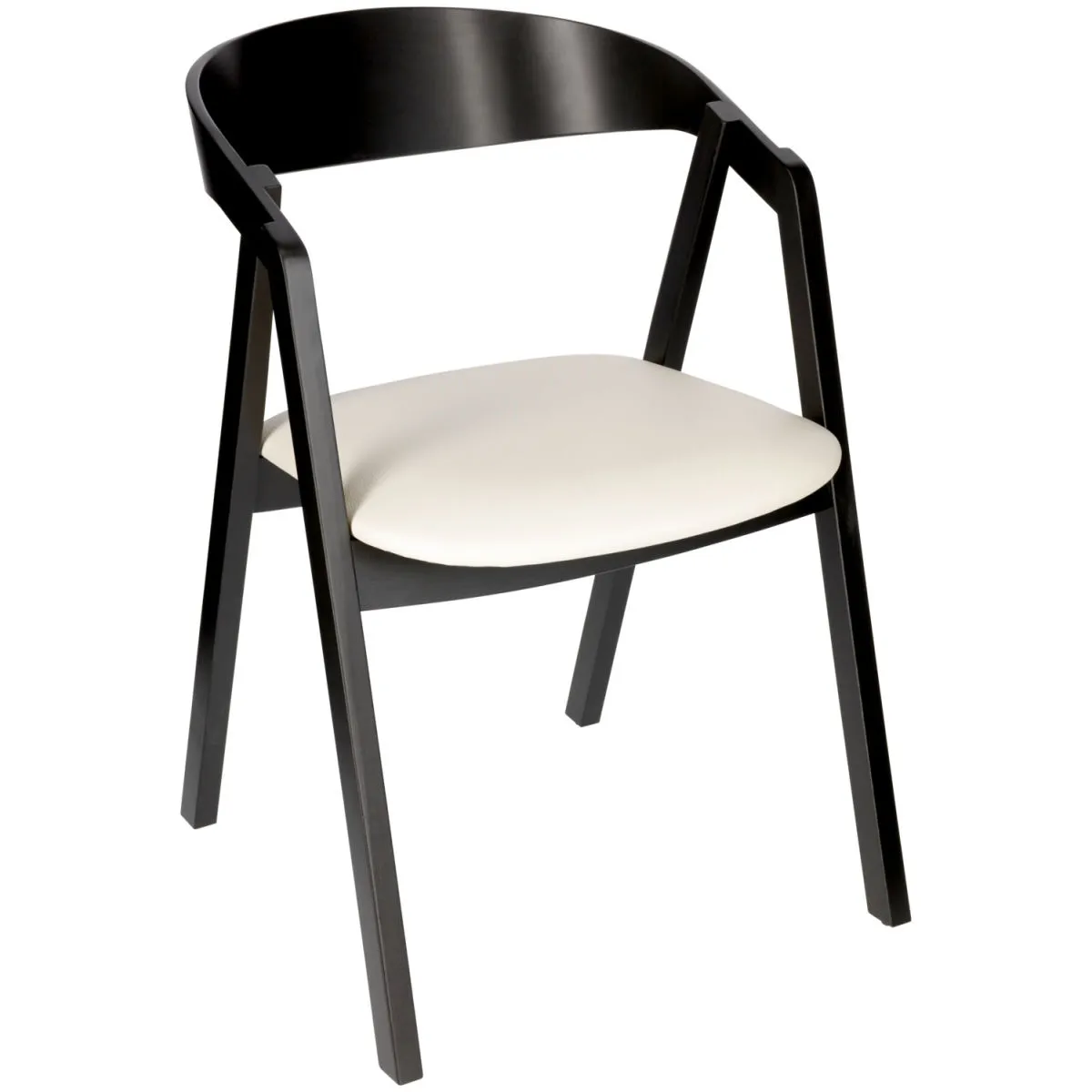 2x VEGA Sedia impilabile Calma Ecopelle in legno di faggio laccato nero; 54x53x79 cm (LxPxH); seduta bianco, struttura nero; 2 pz. / Pacco