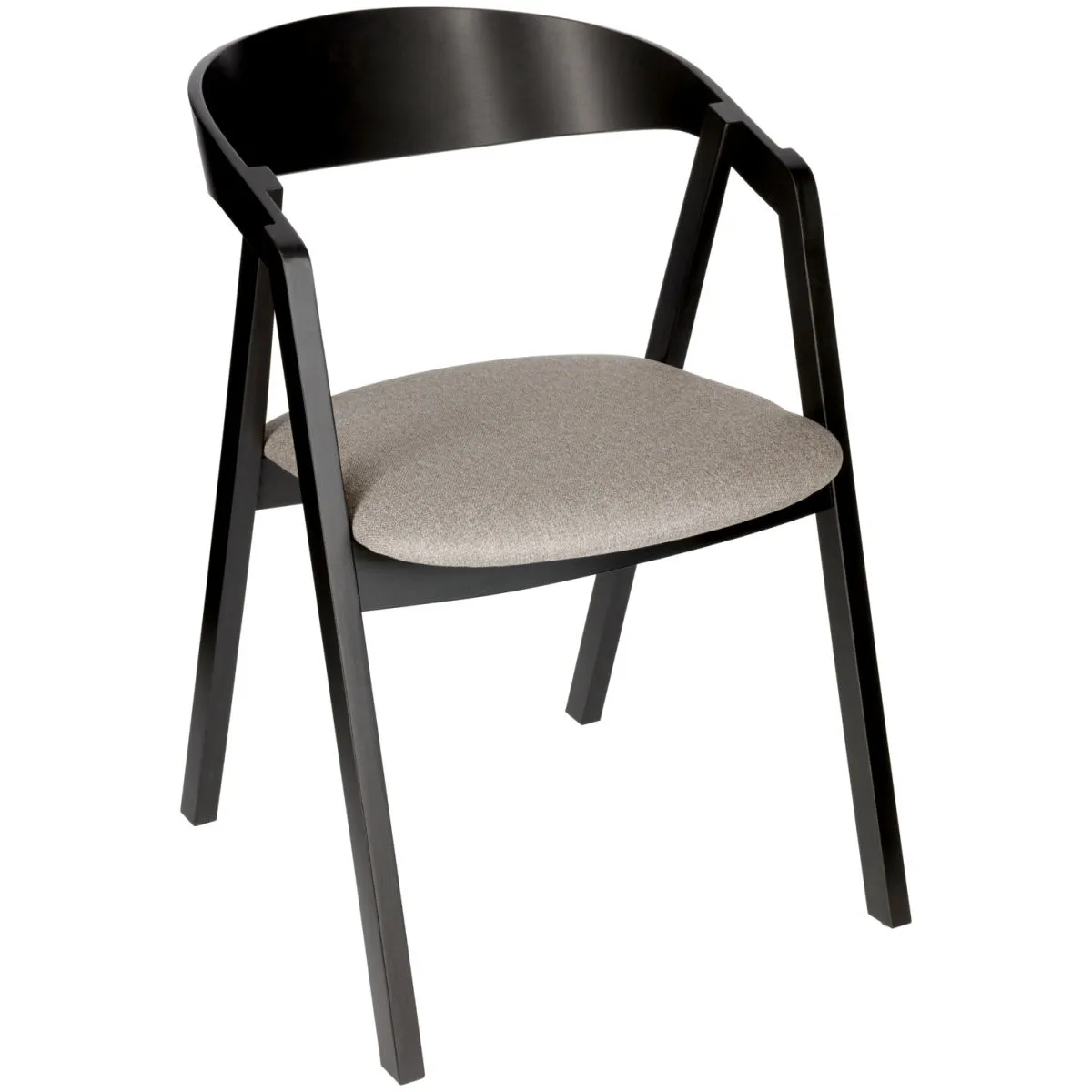 2x VEGA Sedia impilabile Calma Tessuto faggio laccato nero; 54x53x79 cm (LxPxH); seduta tortora, struttura nero; 2 pz. / Pacco