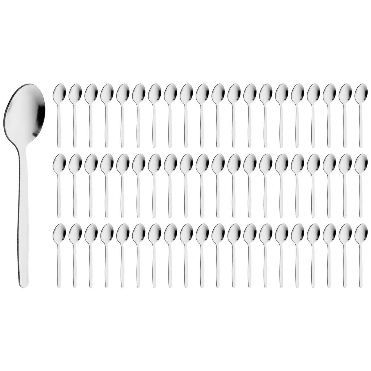 60x PULSIVA Cucchiaino caffè espresso in confezione risparmio Basic; 10.5 cm (L); argento; 60 pz. / Pacco