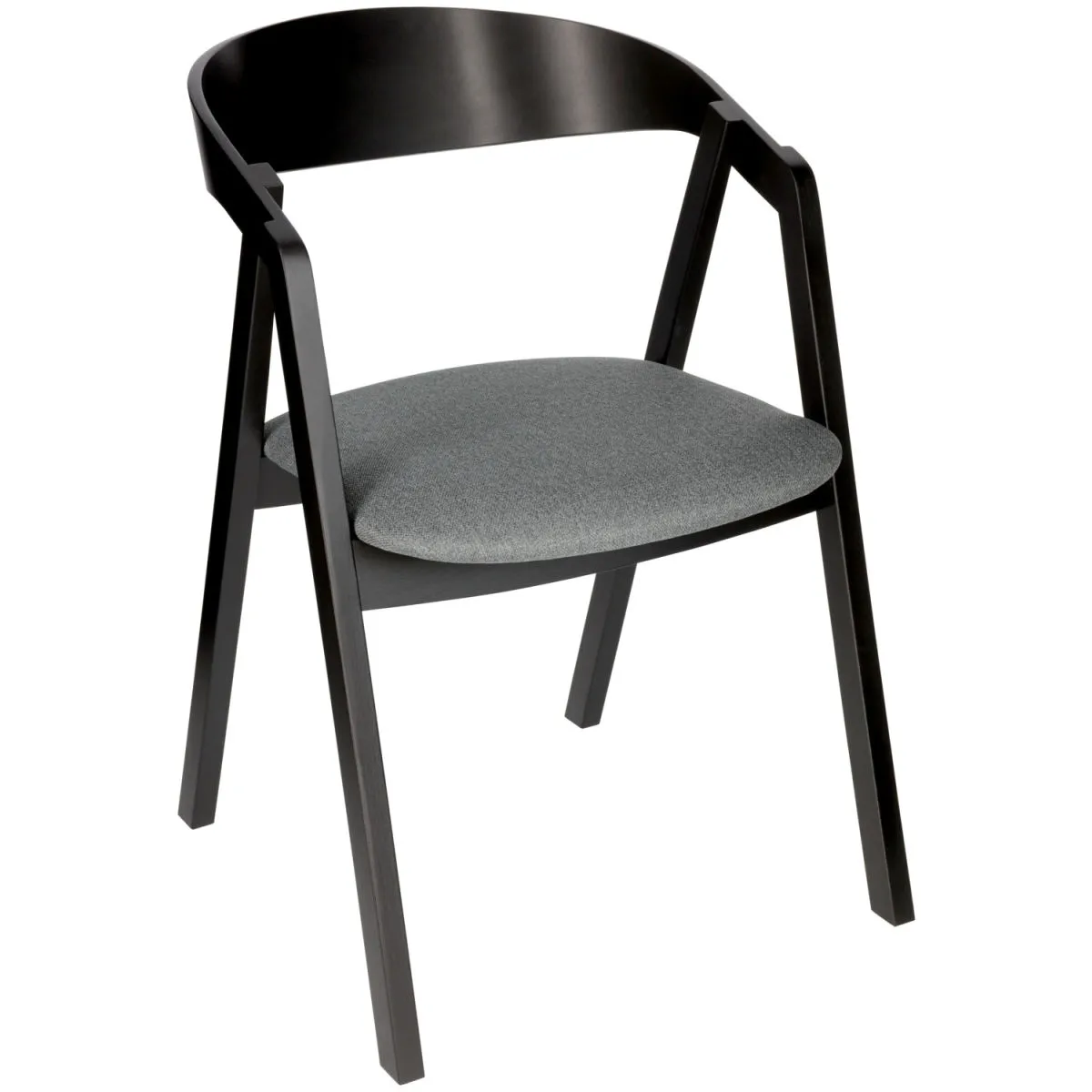 2x VEGA Sedia impilabile Calma Tessuto faggio laccato nero; 54x53x79 cm (LxPxH); seduta grigio, struttura nero; 2 pz. / Pacco