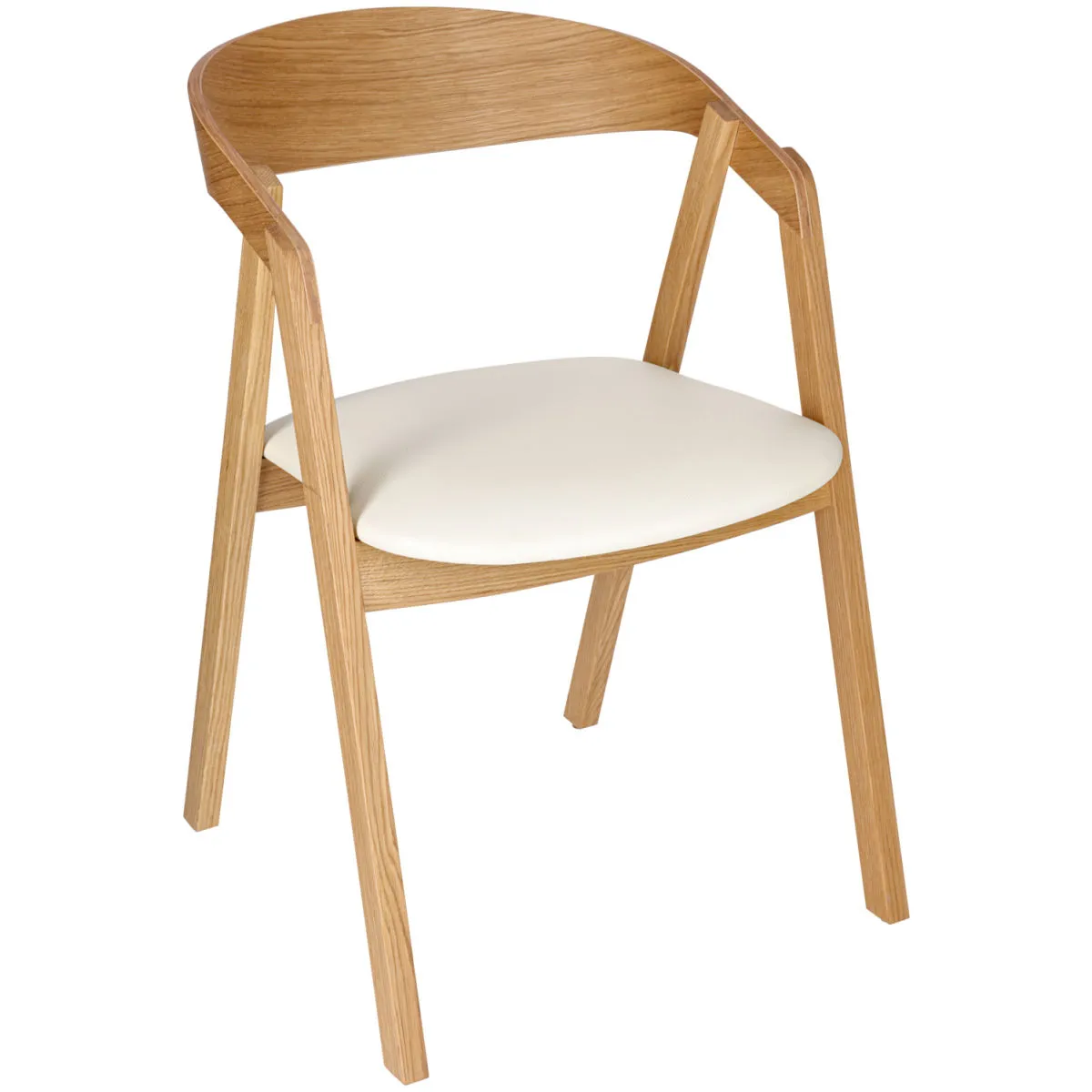 2x VEGA Sedia impilabile Calma in quercia, rivestimento in similpelle; 54x53x79 cm (LxPxH); seduta bianco, struttura quercia; 2 pz. / Pacco