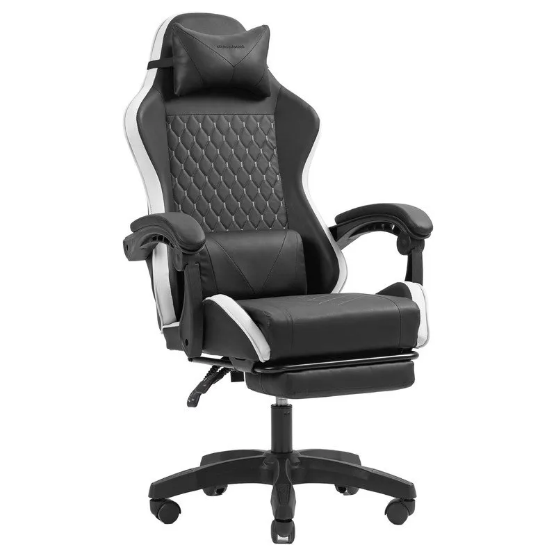 Sedia da gioco Mars Gaming MGC-X Racing in similpelle con poggiapiedi e supporto lombare, 120 kg