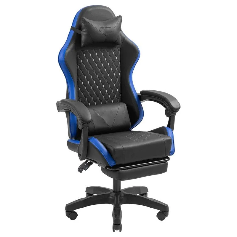 Sedia da gioco Mars Gaming MGC-X Racing in similpelle, poggiapiedi, supporto lombare, 120 kg
