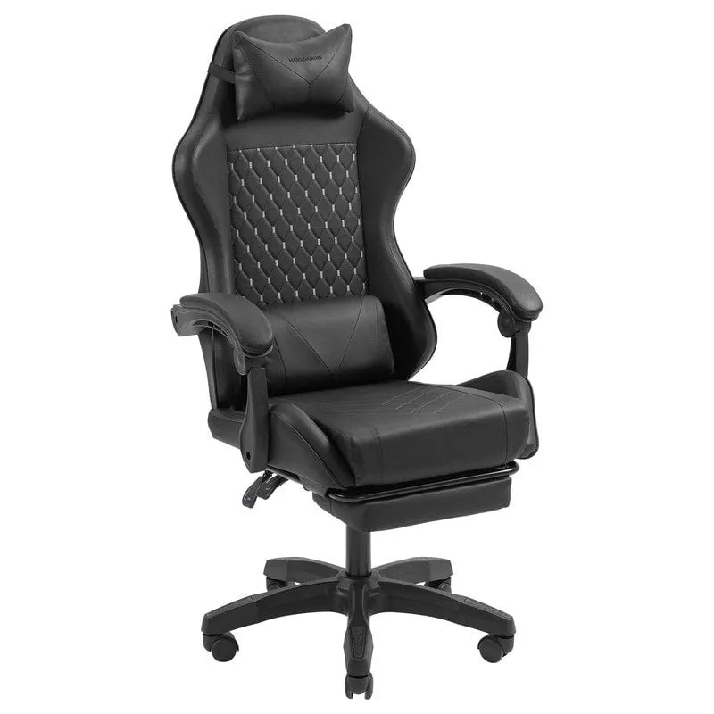 Sedia da gaming Mars Gaming MGC-X con schienale reclinabile, poggiapiedi, supporto lombare, 120 kg