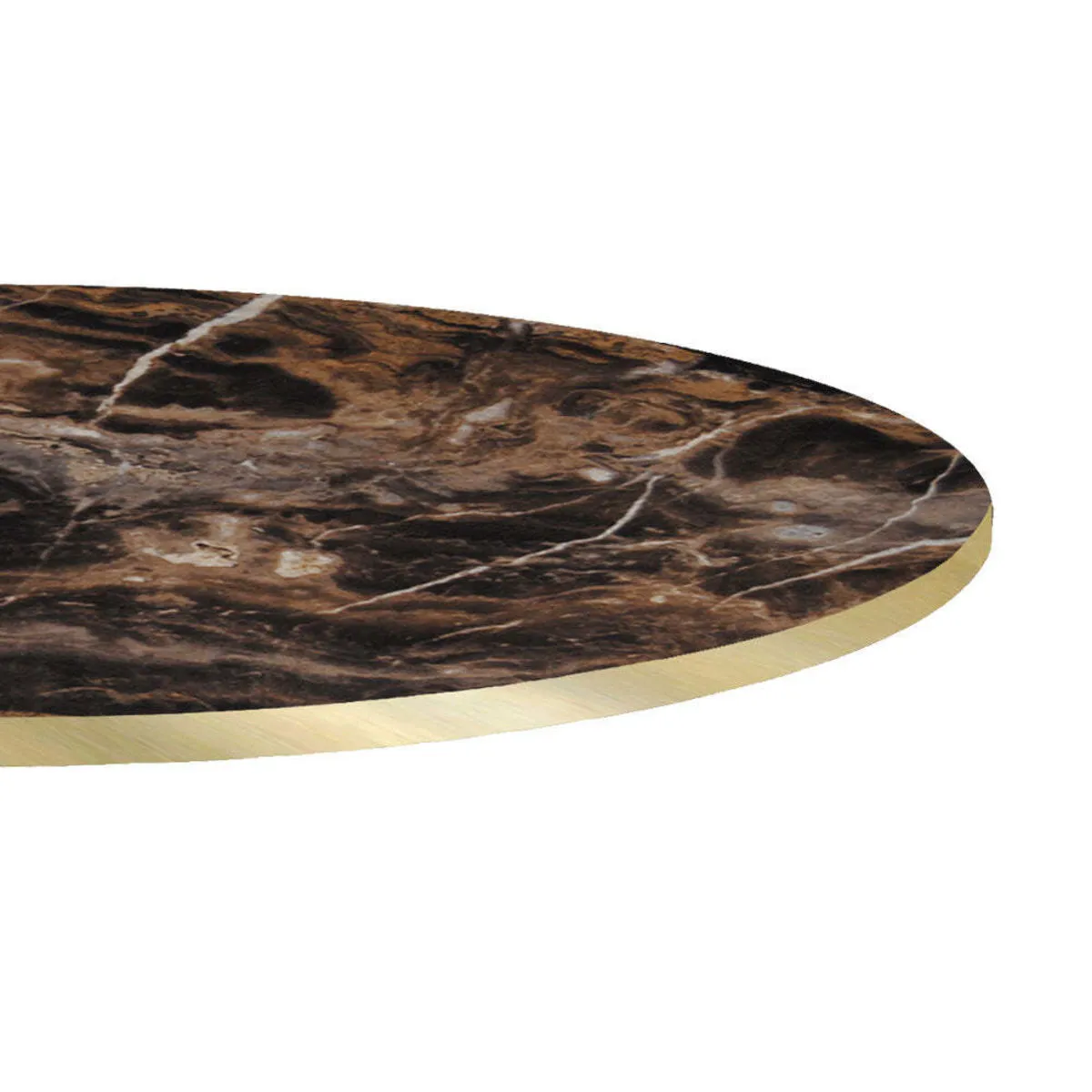 RestooTab Piano tavolo rotondo, laminato marmo scuro, bordi colore ottone; 120x120 cm (LxL); nero/oro/ottone; rotonda