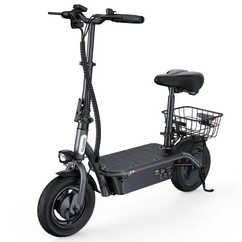 iScooter Monopattino elettrico da 45 km/h, autonomia 60 km, 1000 W, con sedile e luci a LED