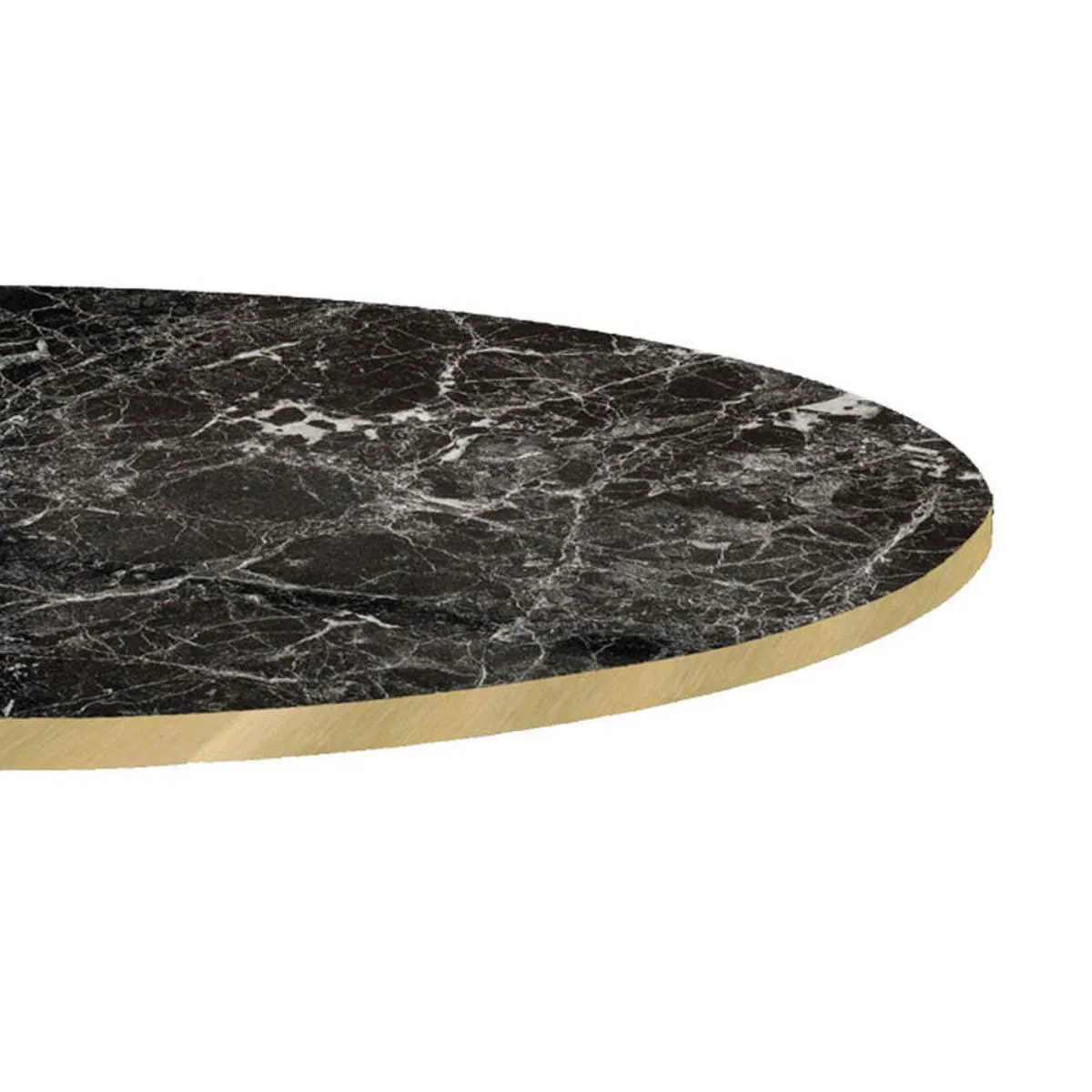 RestooTab Piano tavolo rotondo, laminato marmo scuro, bordi colore ottone; 120x120 cm (LxL); nero/marmorizzato; rotonda