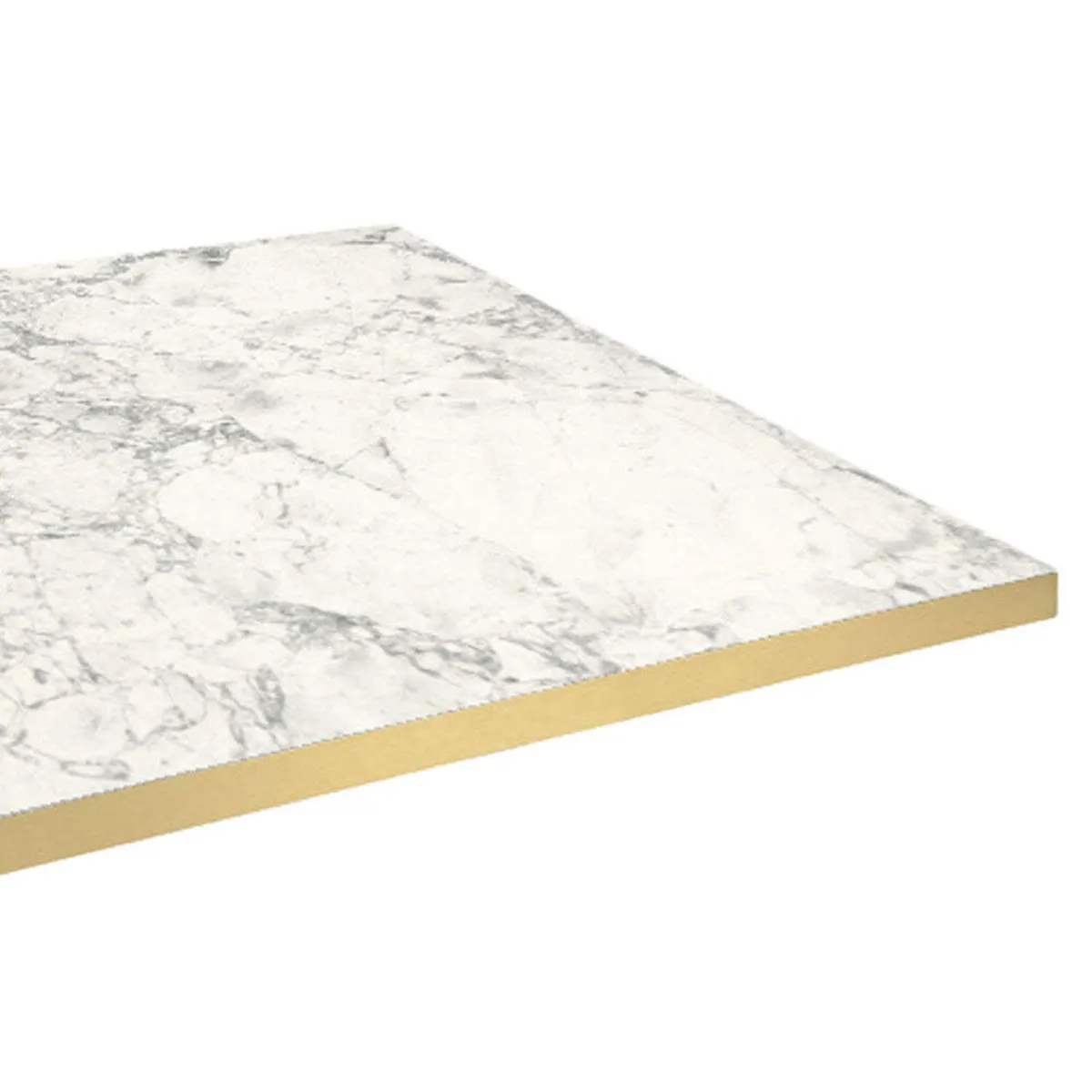 RestooTab Piano tavolo quadrato, laminato marmo chiaro, bordi colore ottone; 60x60 cm (LxL); grigio chiaro/ottone/marmorizzato; quadrata