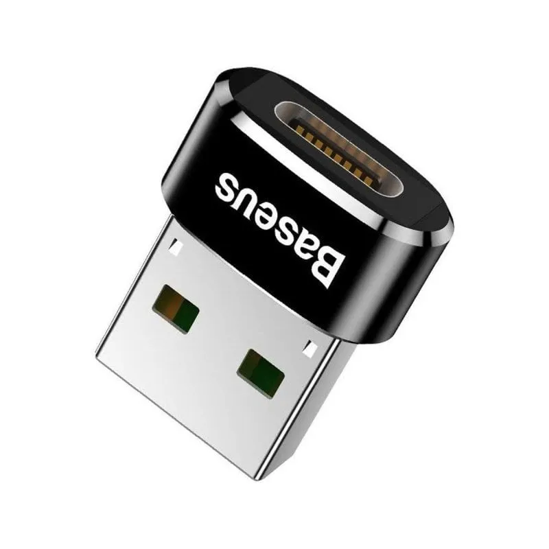 Adattatore compatto in alluminio Baseus da USB-C a USB-A 5A, nero