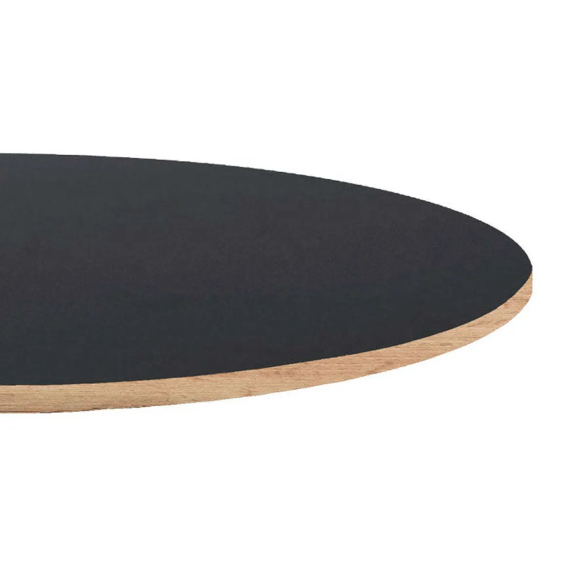 RestooTab Piano tavolo rotondo, bordi effetto legno; 120x120 cm (LxL); nero; rotonda