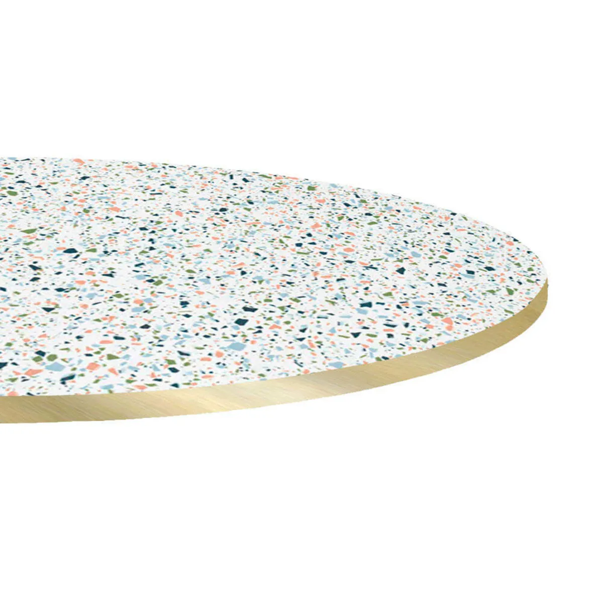 RestooTab Piano tavolo rotondo, decoro Terrazzo, bordi color ottone; 120x120 cm (LxL); multicolore/terazzo/ottone; rotonda
