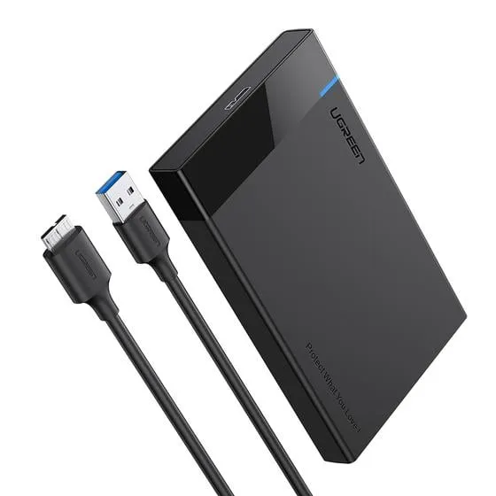Ugreen 30848 Custodia per disco rigido SATA II/III USB 5 Gbps da 2,5" nera fino a 6 TB