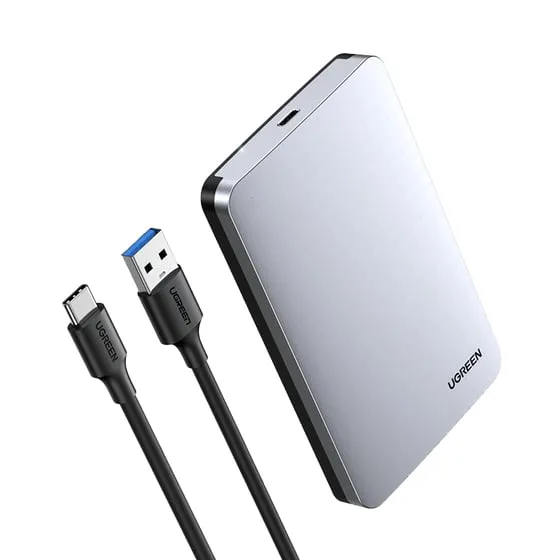 Ugreen 70498 Custodia per disco rigido SATA USB Type C in alluminio da 2,5" con capacità di 6 TB, colore grigio