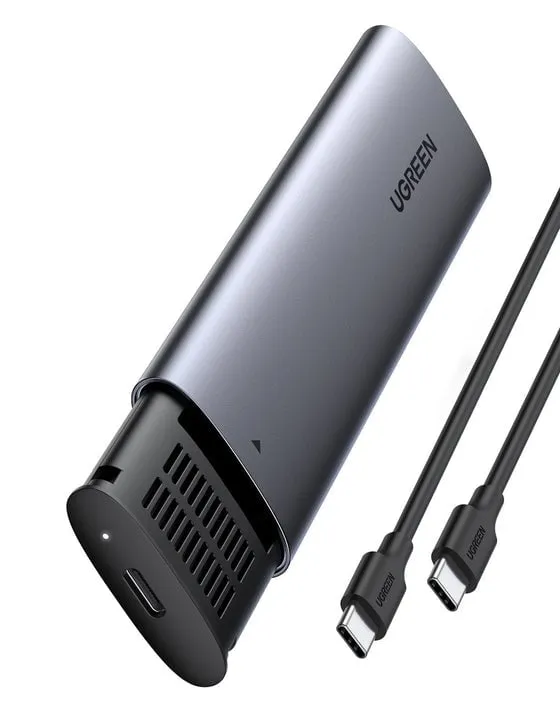 Box esterno M.2 Ugreen 10902 PCI Express USB C 10 Gbit/s portatile in alluminio grigio