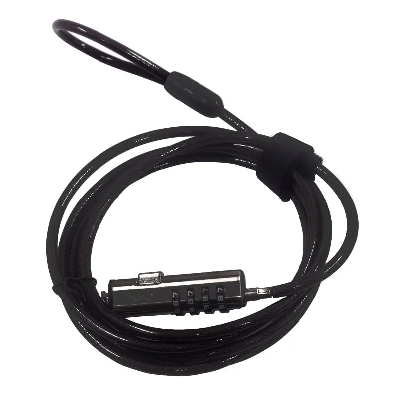 Cavo di sicurezza Ewent EW1238 Nano Combination a 4 cifre in acciaio zincato, 1,8 m, nero