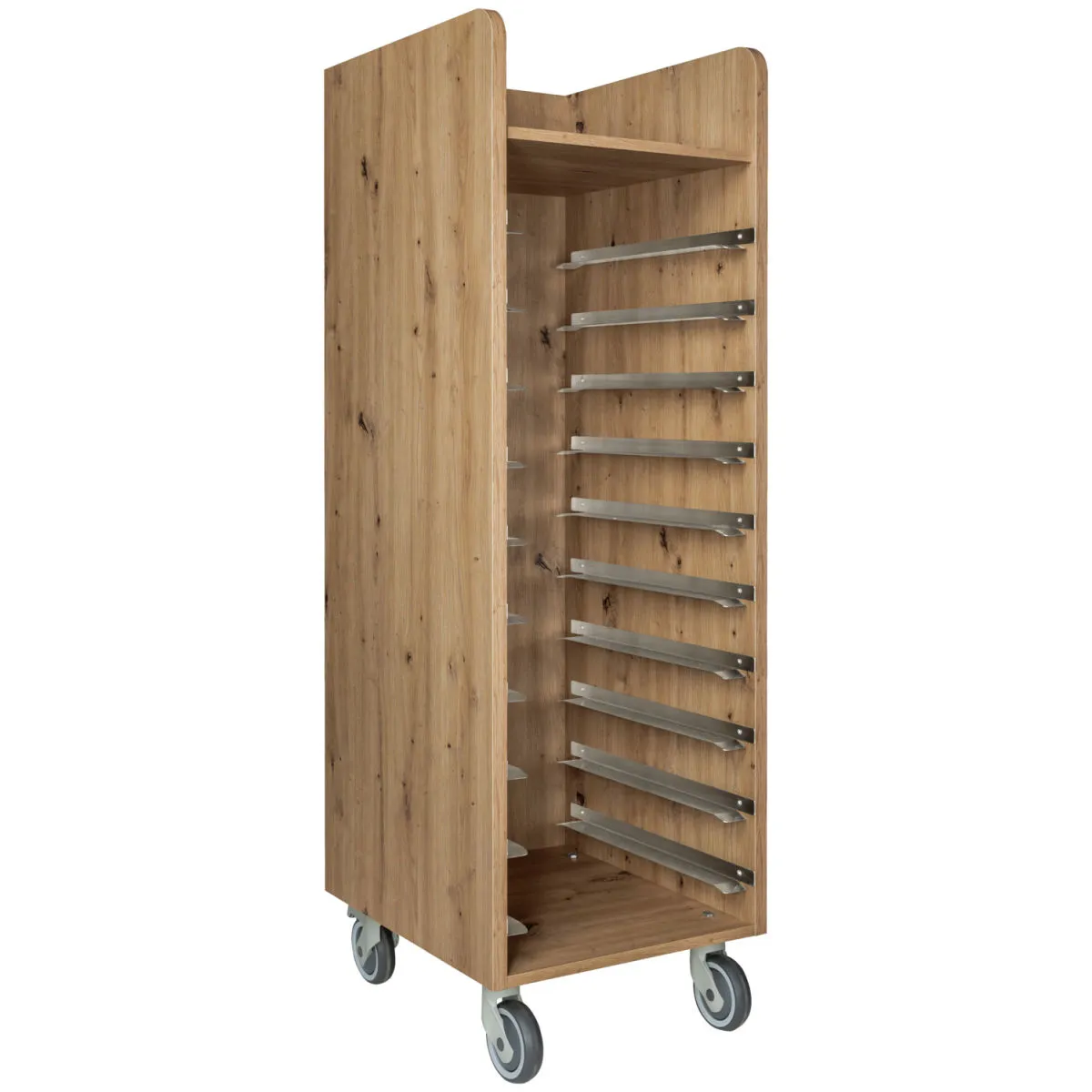 VEGA Carrello portavassoi self service Baristo; 52x59x166 cm (LxPxH); quercia antica