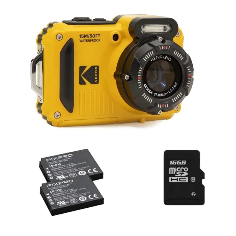 Kodak PIXPRO WPZ2 Fotocamera digitale compatta da 16 MP con zoom ottico 4x, sensore CMOS BSI, Wi-Fi, impermeabile e antiurto