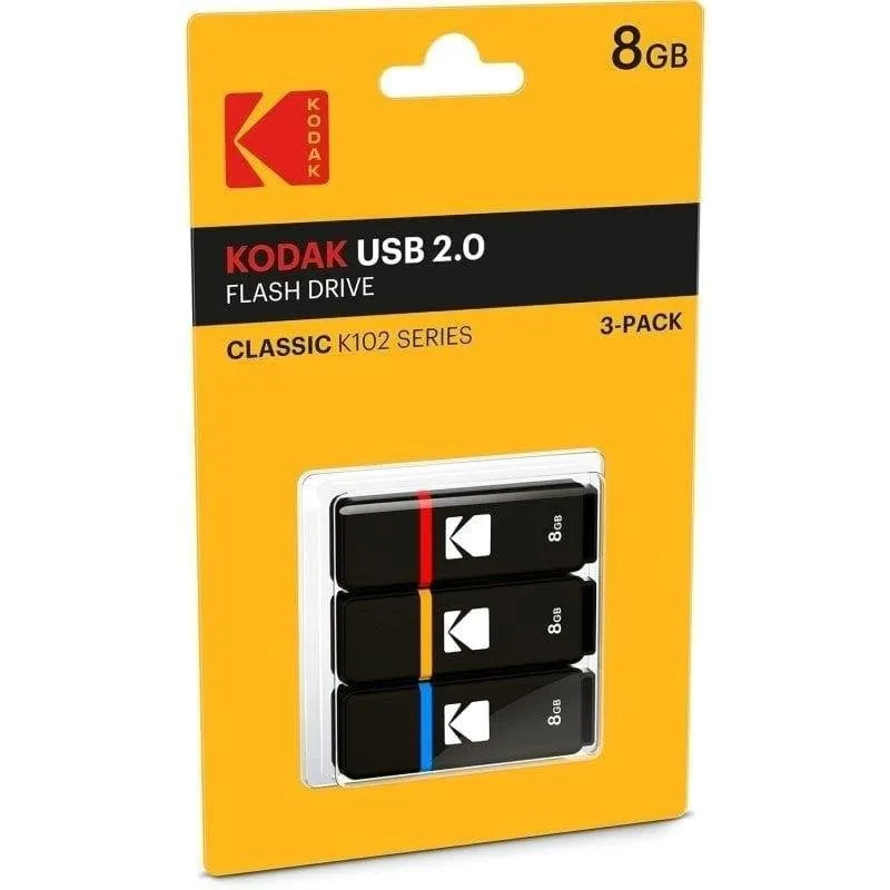 Chiavetta USB Kodak Classic K102 Series 8GB USB 2.0 Pack 3 Nero Rosso