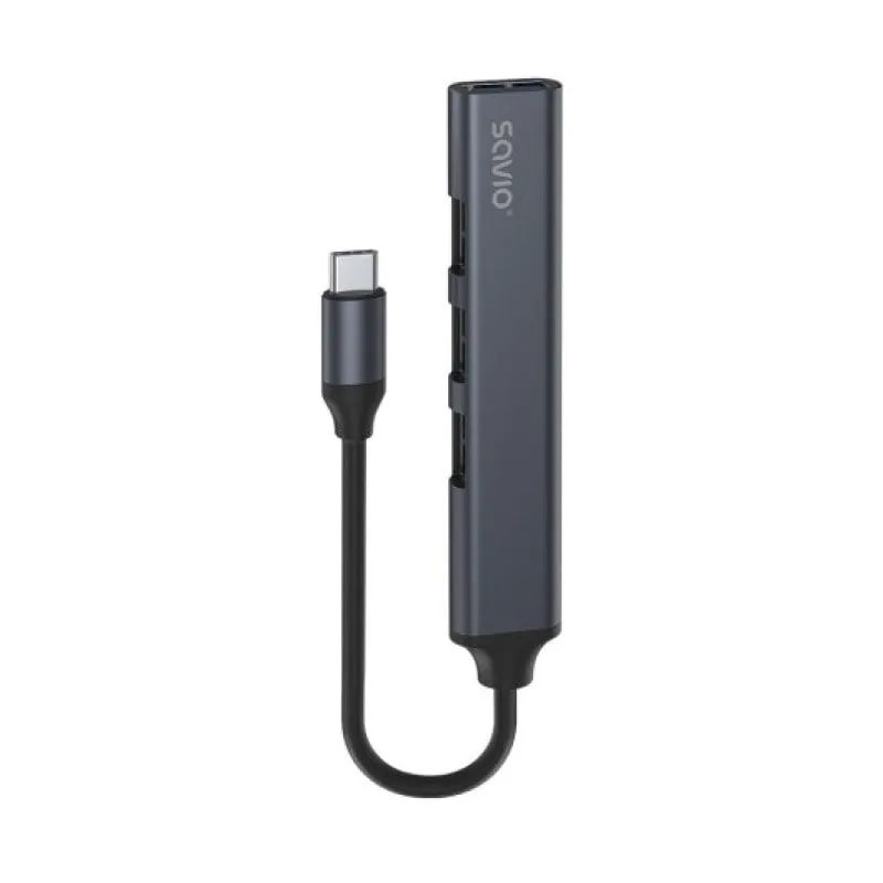 Hub USB Savio USB-C in alluminio 3xUSB 2.0 1xUSB 3.1 Gen1 5Gbps Plug & Play