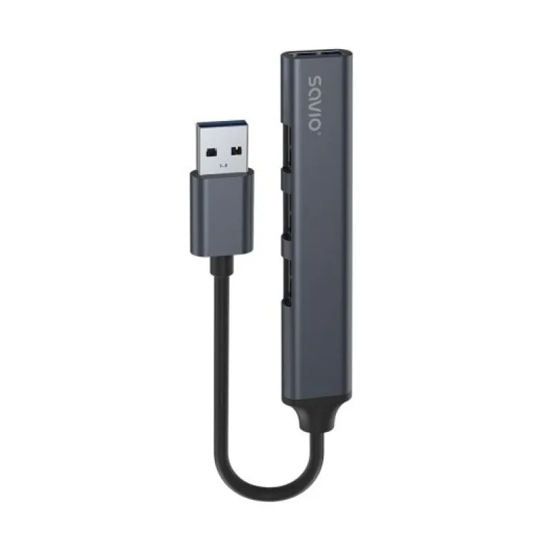 Hub USB Savio AK-70 3 porte USB 2.0, 1 porta USB 3.1 Gen 1, alluminio, 18 cm