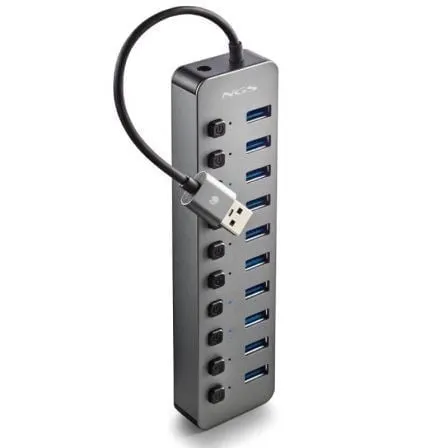 Hub NGS USB 3.0 5Gbps a 10 porte IHUB10 con switch e alimentatore esterno