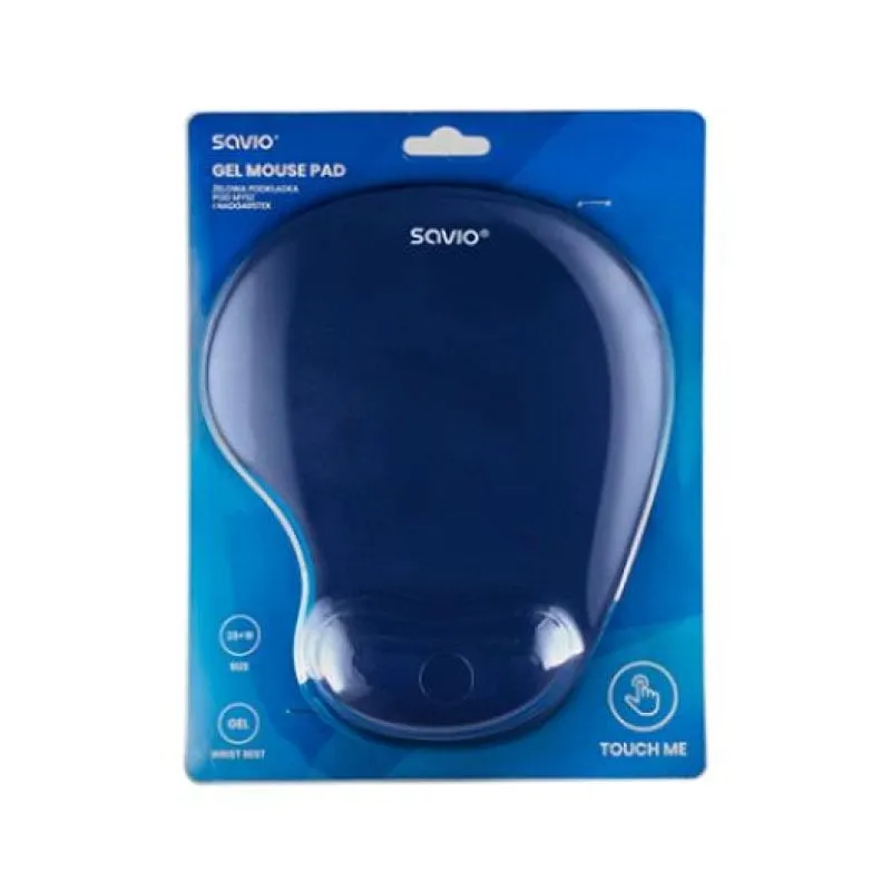 Tappetino per mouse in gel Savio MP-01NB blu 230x190x3mm con poggiapolsi e base antiscivolo
