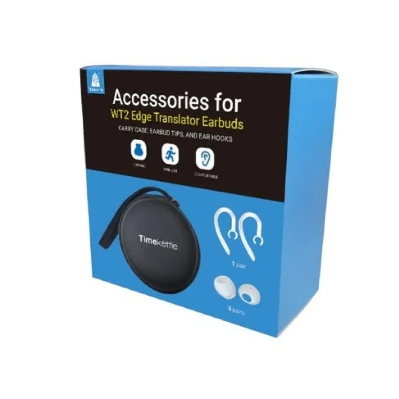 Cuffie Timekettle con custodia protettiva, cuscinetti auricolari e ganci auricolari