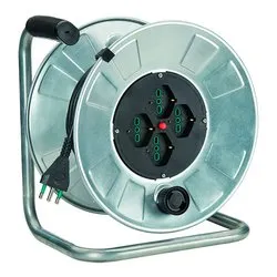 Avvolgicavo elettrico (25m; H05VV-F 3x1,5 mmq) 4P e disgiuntore termico GOLIA METAL Zincato 14560
