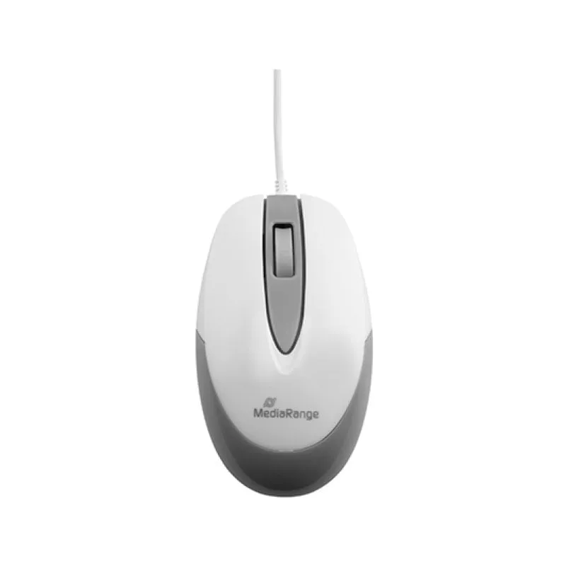 Mouse cablato MediaRange 1000 DPI ergonomico per destrorsi grigio/bianco 1,5 m
