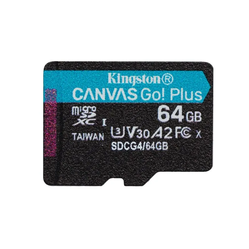 Kingston Canvas Go Plus 64GB lettura 200MB/s A2 UHS-I U3 V30 Nero/Turchese