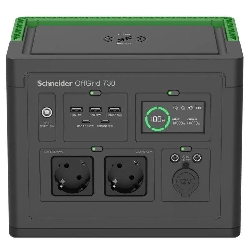 Stazione di energia APC PPS730-GR 738Wh 2 AC 2 DC 5 USB Batteria Li-ion Schermo LCD Caricatore solare compatibile