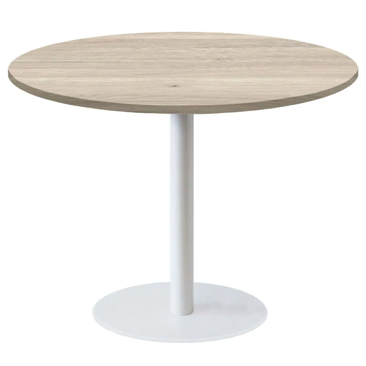 RestooTab Tavolo Roma XL rotondo base bianco - laminato legno & pietra; 75x120 cm (HxØ); betulla/grigio chiaro; rotonda